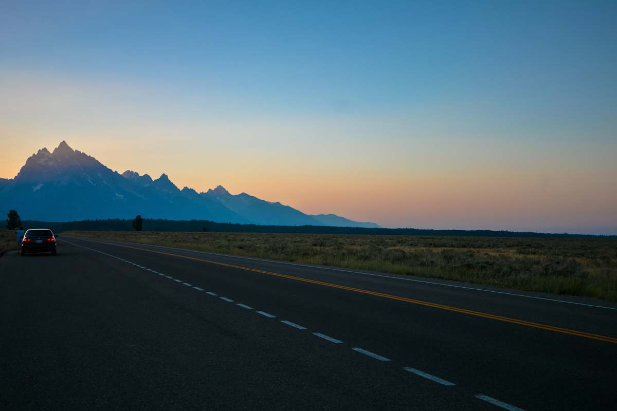 road car on road grand teton